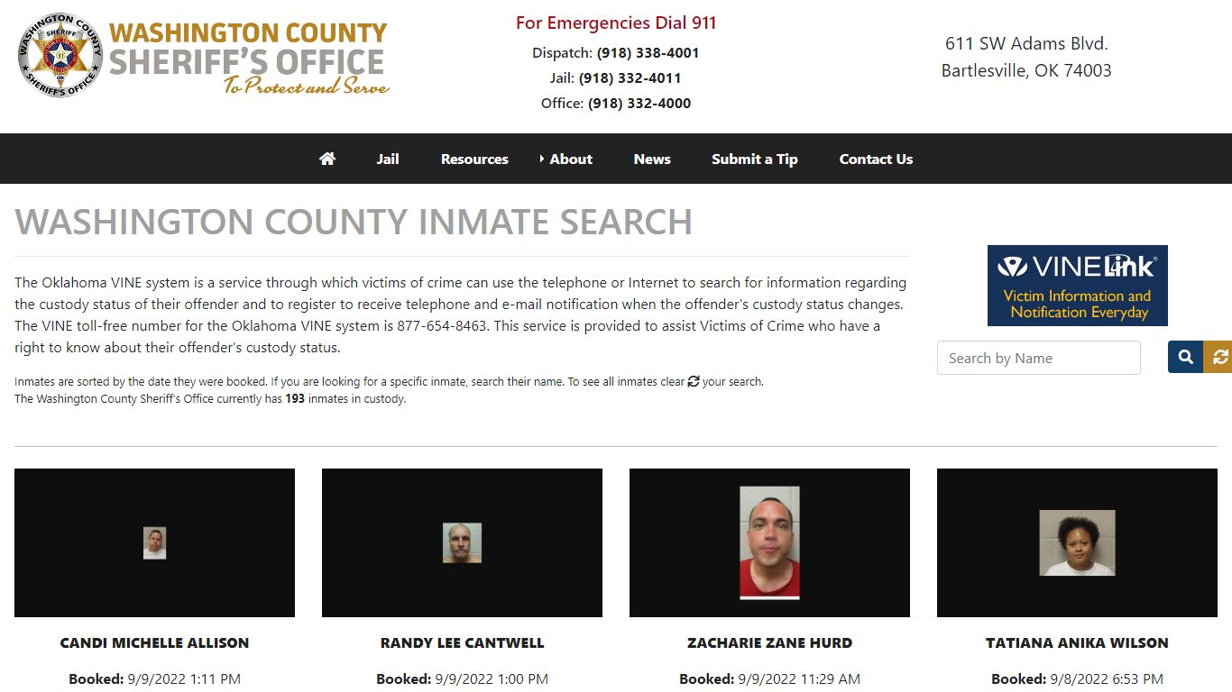 Inmate Search - Washington County Sheriff's Office